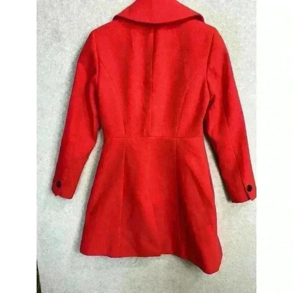 Robbi & Nikki Red Peplum Pea Coat Red Size S Button Front Lined Heavy EUC - Picture 11 of 16